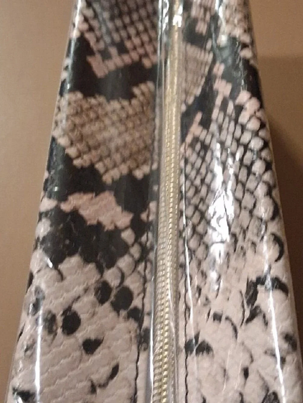 tarte Snake Print Makeup Pouch in Beige and Black with Gold Accent (Sealed-NIP)